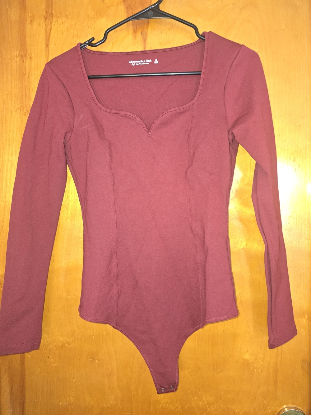 Abercrombie & Fitch Long-Sleeve Burgundy Bodysuit